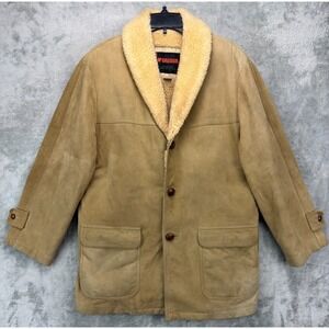 VTG McGregor‎ Men's Suede Shearling Jacket Sz M Tan Leather Sherpa Lined